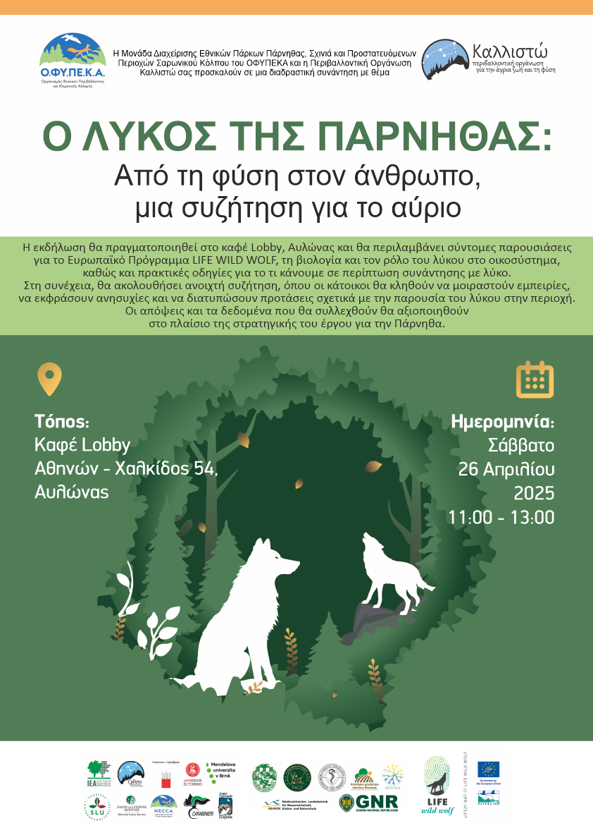 Εθνικός Δρυμός Πάρνηθας:  Συναντήσεις για την Συνύπαρξη του Ανθρώπου με τον Λύκο